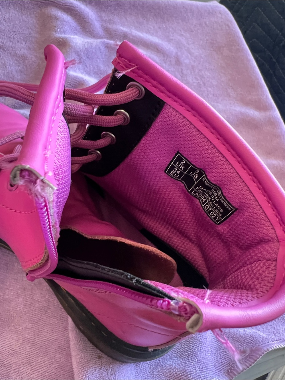 Dr. Martens Kids Hot Pink Lace-Up Combat Boots - Picture 5 of 5